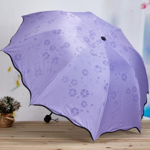 3-Folded Dustproof Anti-UV Umbrella Sunshade Umbrella Magic Flower Dome Sunscreen Portable Umbrella LX1638
