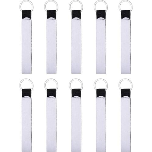 500pcs Neoprene Wristlet Favor Sublimation Print Blank Lanyard Strap Band Split Ring Key Chain Holder Hand Wrist Keychain W0230