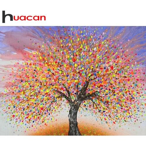 Huacan 5d Diamond Painting Full Drill Square/Round Tree Mosaic Diamond Embroidery Landscape DIY Picture Of Rhinestones