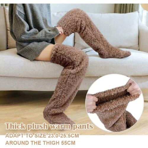 Over Knee High Fuzzy Long Socks Plush Slipper Stockings Leg Warmers Winter Home Sleeping Socks XIN-Shipping
