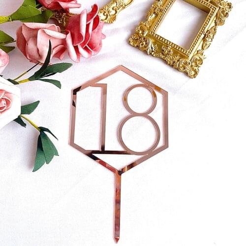 Numbers Acrylic Happy Birthday Cake Topper Gold Silver Cake Topper for Anniversary 18/21/30/50th Birthday Party Cake Decorations