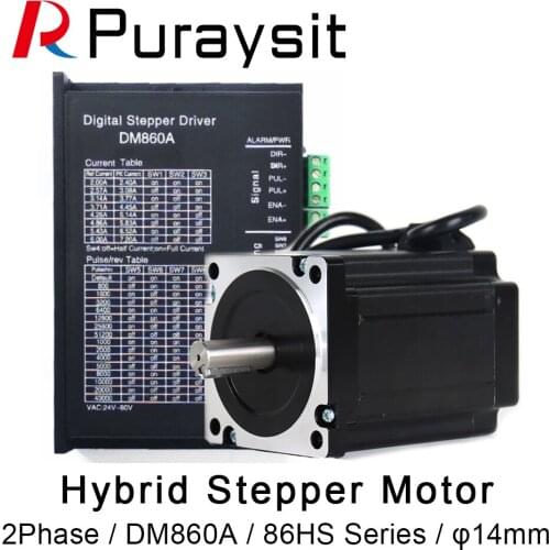 Puraysit Nema34 86HS 2Phase Hybrid Stepper Motor and DM860A 24-80VAC 7.2A 2Phase Digital Stepper Motor Driver