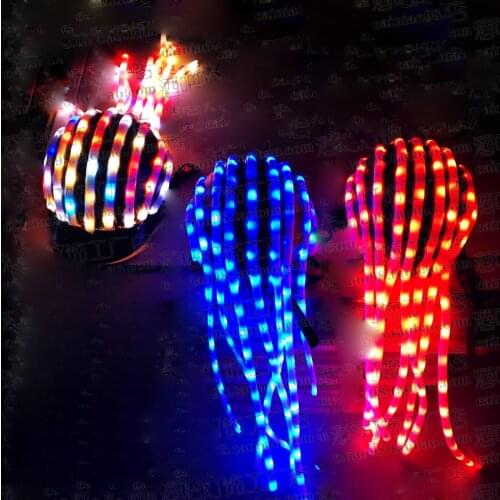 Personality Lighting Headwear Glowing Headgear led lumiour hat rg Glowing Helmet stage light show prop