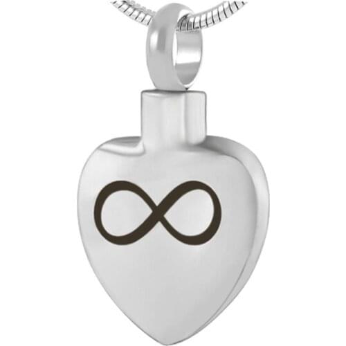 JD8342 Infinity Heart Memorial Urn Pendant Necklace Engravable Keepsake Jewelry Stainless Steel Ashes Holder Cremation Jewellery
