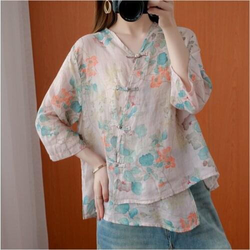 Johnature Women's Printed Shirts