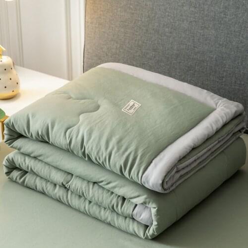 Summer Air Conditioning Quilt Washed Cotton Throw Blanket Quilting Thin Comforter Cooling Duvet Quilted Quilt Solid Color