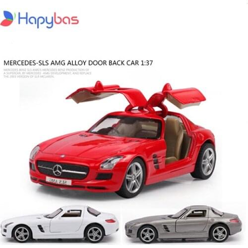 Hot metal die cast model car 1 37 pagani pull back racer car gull wing doors die cast red white gray toys kids mini car
