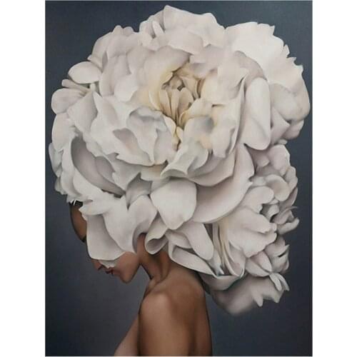 Modern Figure Lady Head Flower DIY Cross Stitch 11CT Embroidery Kits Needlework Craft Set Printed Canvas Cotton Room