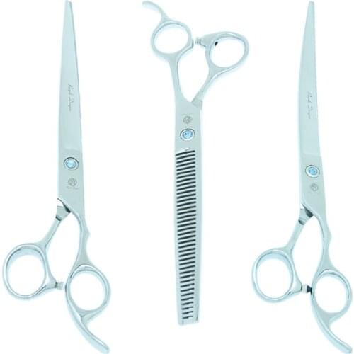 Purple Dragon 8 inch Japan Steel Dog Grooming Scissors Kit Comb Straight Cutting Scissor Thinning Shears Curved Tesouras B0041B