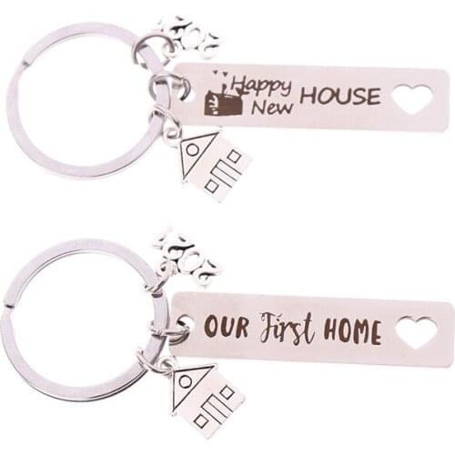Stainless Pendant Letter Key Ring Home Lovers Key Ring Our First Home/Happy New House Keychain
