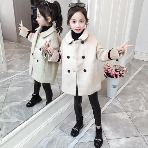 New Jacket Winter Spring Coat Outerwear Top Children Clothes School Kids Costume Teenage Girl Clothing Woolen Cloth High Quality