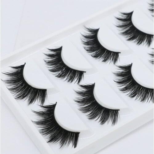 YOKPN New 5 Pairs False Eyelashes Curling Eyelashes Thick Cross Long Lashes 100% Handmade Fake Eyelashes Stage Makeup Tools