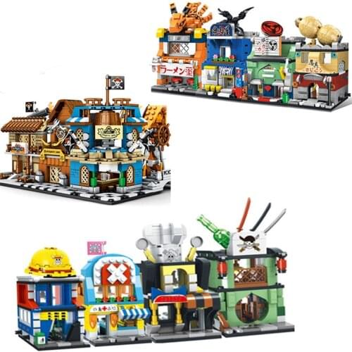 New style Nine Tails Foxs House Shop Uzumakis Uchiha Mitsukis Kakashi Gaaras Building Blocks Classic Model Sets Bricks Kids Kits