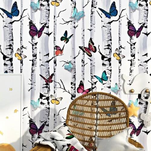 Chinoiserie wallpaper modern nostalgic bedroom Southeast Asia retro pink floral wallpaper blue butterfly flower wallpaper