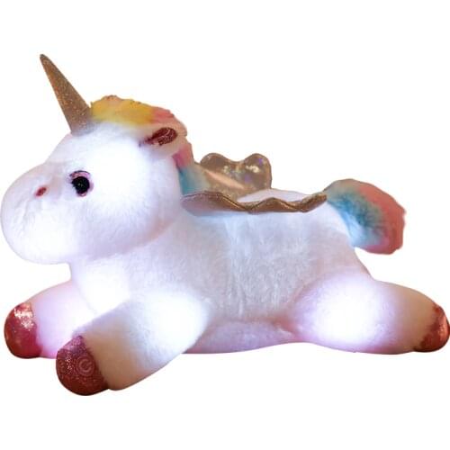 1pc 38cm Kawaii Lightning Unicorn Plush Toys Soft Stuffed Animal Colored Lights Unicorn Pillow Luminous Doll Children Girls Gift