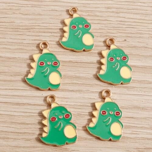 10pcs 17*24mm Cartoon Enamel Dinosaur Charms for Jewelry Making Animal Earrings Pendants Bracelets Necklaces Handmade Craft Gift