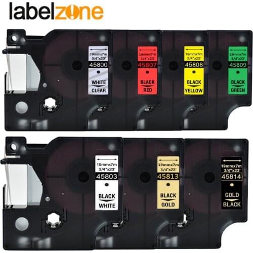 Multicolor 45803 19mm compatible Dymo D1 19mm label printer 45800 45806 45807 45808 45809 45813 45814 for dymo 19mm label makers
