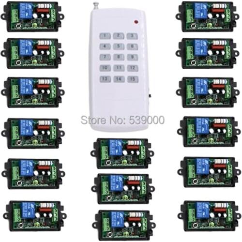 AC110v 220V 1CH Radio Wireless Controller Remote Switch teleswitch 15 Receiver with1 transmitter light lamp LED ON/OFF