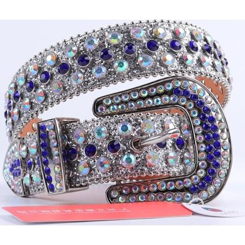 New Fashion Rhinestone Belt Casual Chic Buckle Diamond Belt Unisex Western Cowboy Cowgirl Genuine PU Leather Bling Ladies Belts