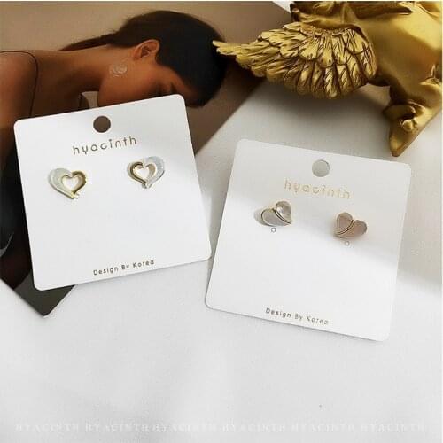 S925 Silver Ear Needle Stud Earrings Minimalist Fresh Mother Shell Heart With Brass14k Gold Jewelry for Women HYACINTH 2021 Hot