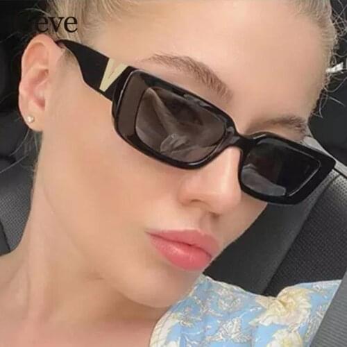 Retro Small Brand Designer Sunglasses Vintage Summer Traveling Rectangle Sun Glasses Lady Black Classic Oculos De Sol UV400