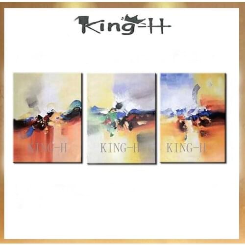 Modern abstract oil painting 3p handmade bright colorful mountains wall art canvas wall pictures for living room unframed