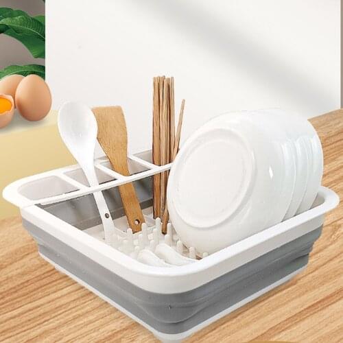 Foldable Dish Rack Kitchen Storage Holder Drainer Bowl Tableware Plate Portable Drying Rack Home Shelf Dinnerware Organizer