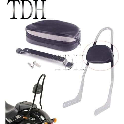 Uprights Motorcycle Sissy Bar Backrest Seat Cushion Pad Black PU leather For Harley Touring Street Bob Softail Models 2018-up