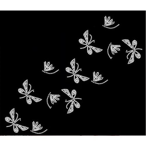 Butterfly hot fix motif iron on crystal transfers design hot fix rhinestone transfer motifs strass iron for shirt bag
