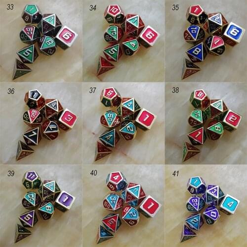 Dnd dice metal rpg set polyhedral dice d20 10 8 green table games Zinc alloy Blending green digital dice pattern
