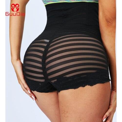 GUUDIA Women Butt Lifter Tummy Control Panties Sexy Black Stripe Shaper Seamless Shapewear Corset Slimming Underwear High Waist