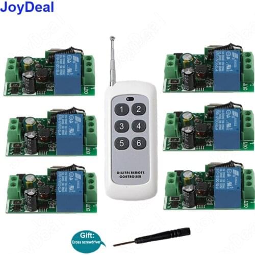 433Mhz Universal Wireless Remote Control Switch AC 110V 220V 1 CH Relay Receiver Module With 6 Channel RF Led Remote Transmitter