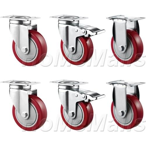 1pc 360 Degree Swivel Casters PVC Universal Wheels With Brake Silent Durable Casters For Table Bookshelves or Trolley