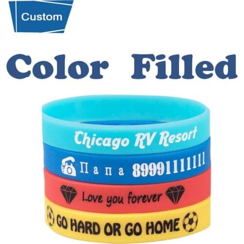 100pcs/lot 12mm width Custom Silicone Bracelet For DIY Wedding Birthday Promotion Gift Personality Wristbands