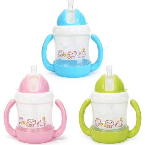 180/240/260ml Baby Cup Learn to Drink Training Cups Kids Milk Bottles with Straw Plastic Children Leakproof Straw Water Bottle