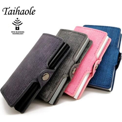 Taihaole Mini Wallet Anti-theft Card Holder Smart Slim RFID Ladies Card Case Unisex Vintage Solid Money Bag Dropshipping