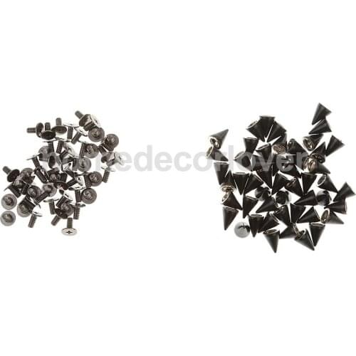 50 Set Punk Decorative Nailhead Cone Spikes Screwback Studs DIY Craft Rivets Leathercraft Clothes Accessory Black