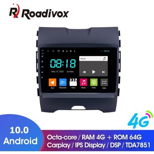 9" Android 10.0 RAM 4G ROM 64G Car DVD For Ford Edge 2013-2017 Car Radio Multimedia Player GPS Navigation System Head Unit Video