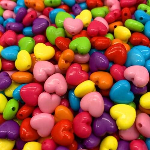 New 50pcs 10mm of Bracelet Accessories Acrylic Heart Beads Earrings Necklace Accessories Beads For DIY Jewelry Making Findings