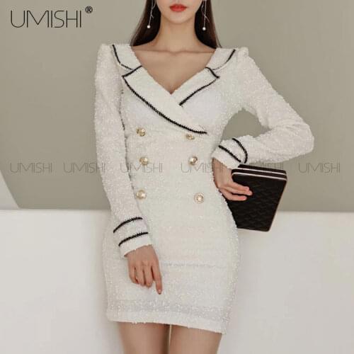 Qiu dong han edition installs a new OL temperament handbag hip skirt suit brought sexy low-cut dress