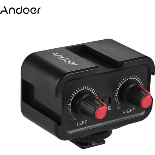 Andoer WS-VS Dual-Channel Microphone for Camera Audio Mixer Adapter 3.5mm Stereo Output for Canon Nikon Sony DSLR Camcorder