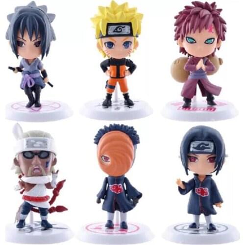 6PC 7cm Japan Anime Character Naruto Action Figures Kakashi Sakura Sasuke Itachi Obito Gaara Doll Vinyl PVC Model Gift Toys