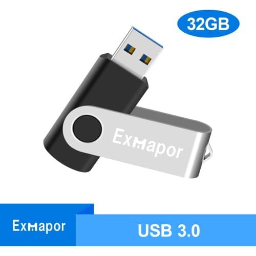 Exmapor 32GB USB 3.0 Flash Drives Swivel Flash Drive 3.0 Thumb Drive USB Drive 3.0 High-Speed Pen Drives 32g Memory Sticks Black
