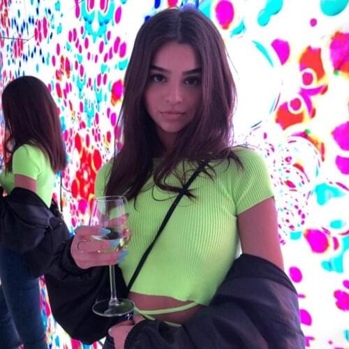 2020 Sexy Nibber Female Summer Solid Simple Slim Ribbed T-shirt Woman Causal Lace Up Street Basic Soft Tee Tshirt