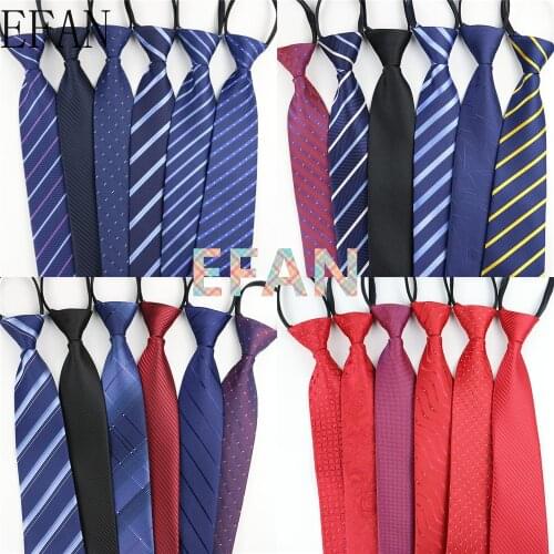 Fashion Lazy Zipper Neckties Classic Blue Mens Stripe Wedding Ties Jacquard Woven 100% Silk Men Solid Tie Polka Dots Neck Ties