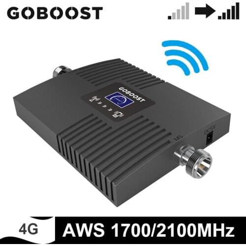 GOBOOST Band 4 Single Band Cellular Repeater FDD LTE AWS 1700 2100 MHz Gain 65dB Signal Booster 4g Mobile Signal Amplifier
