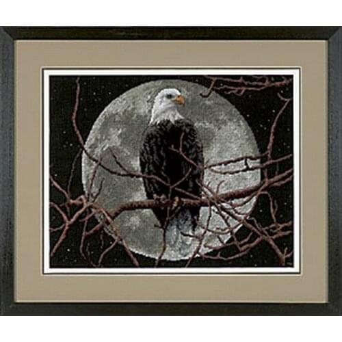 COTTON Lovely Counted Cross Stitch Kit Eagle and Moon at Night dim 13688