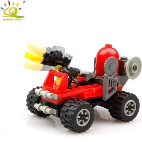 HUIQIBAO Fire Fighting Truck Car Building Block Fireman City Firefighter Bricks Educational Toys For Children