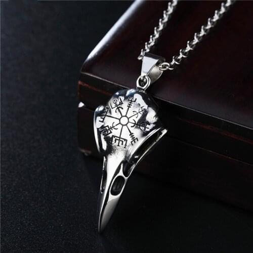 Fine Handmade Handmade Vintage Viking Eagle Head 316L Stainless Steel Mens and Womens Jewelry Accessories Necklace