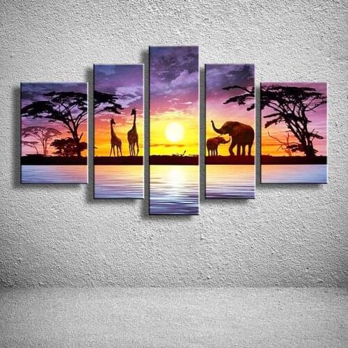 Oil Painting hand painted Oil Painting Grassland African sunrise Home Decoration Modern Landscape Oil Painting on canvas DY-032